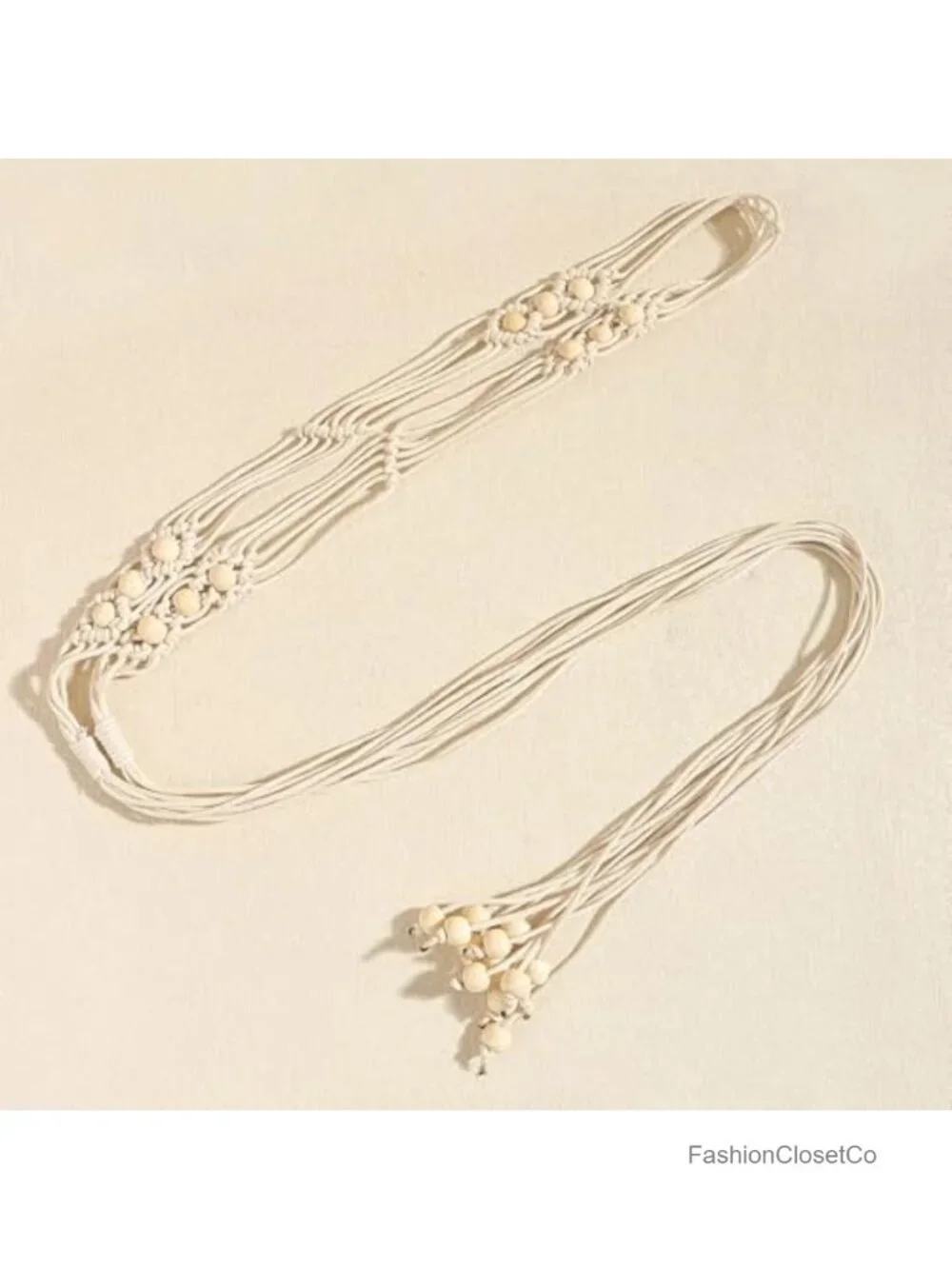 Boho Braided Beaded Rope Waist Belt for Dresses Adjustable Skinny Knotted Beach